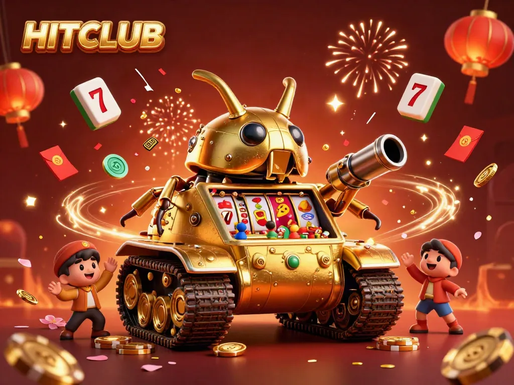 Experience the excitement of HITCLUB with a golden beetle tank showcasing a miniature casino.