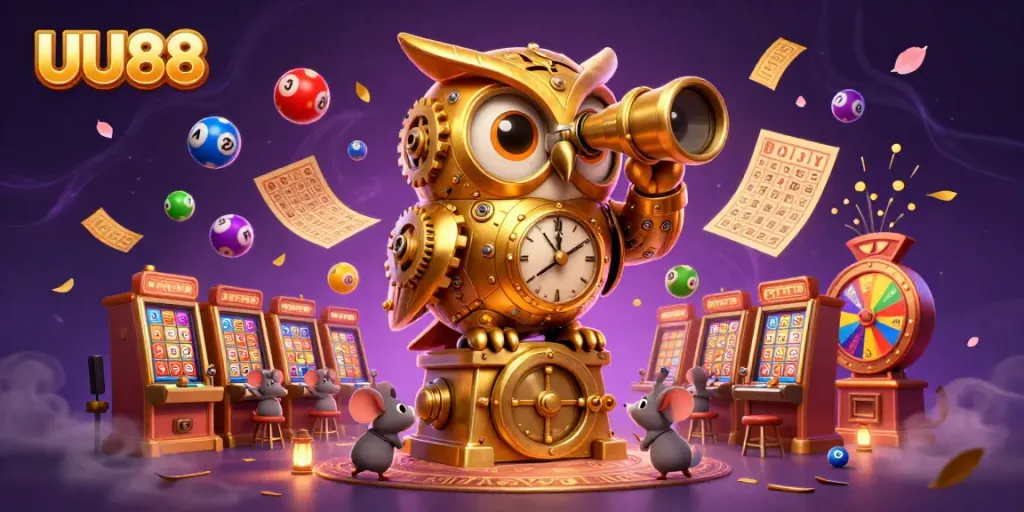 Join the excitement at UU88 with vibrant casino elements and characters in a captivating scene.