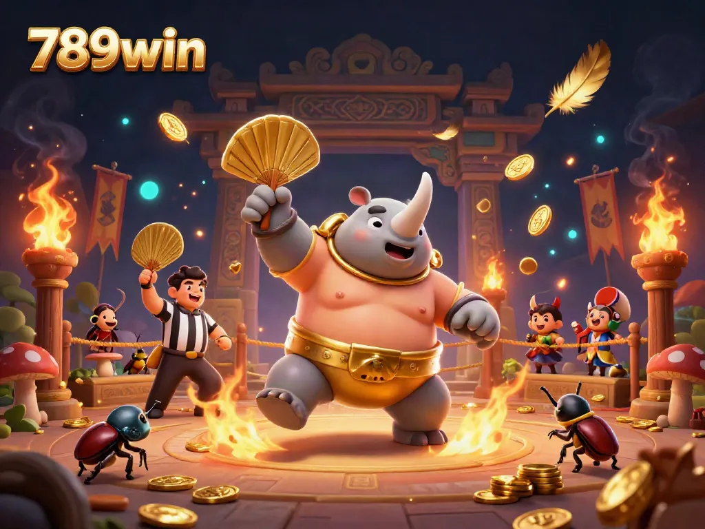 Experience excitement at 789win with a dynamic sumo battle showcasing coins and action!