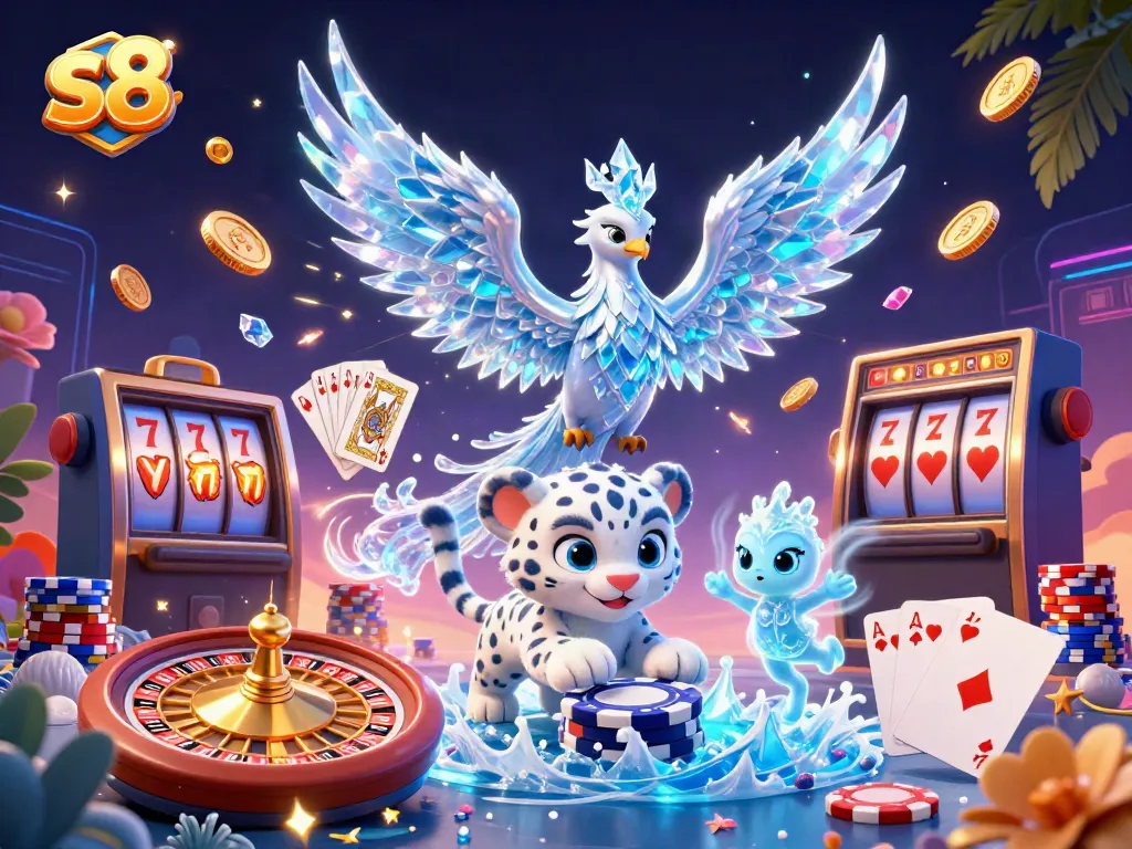 Experience thrilling gameplay with s8's unique ice phoenix and snow leopard, featuring stunning casino action.