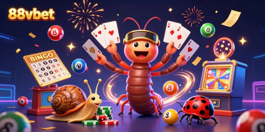 Engage with 88vbet's dynamic casino scene featuring colorful games and characters.