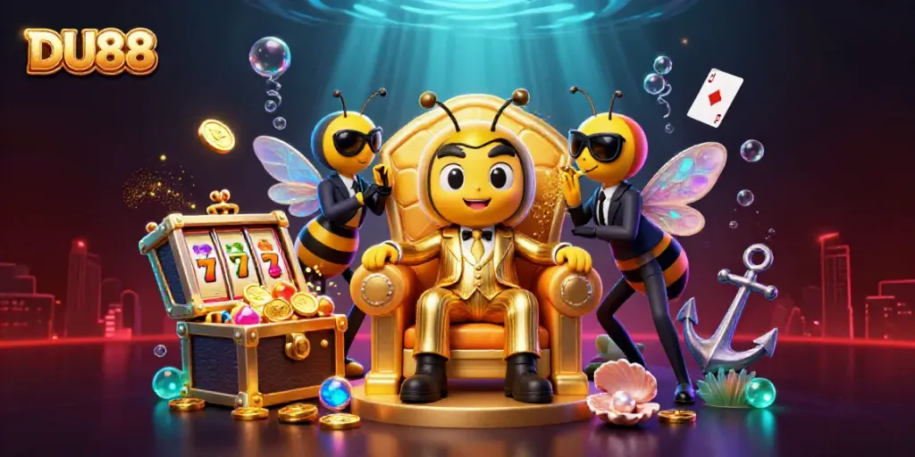 Experience the DU88 casino adventure with a vibrant scene featuring a bumblebee mob boss and dynamic game elements.