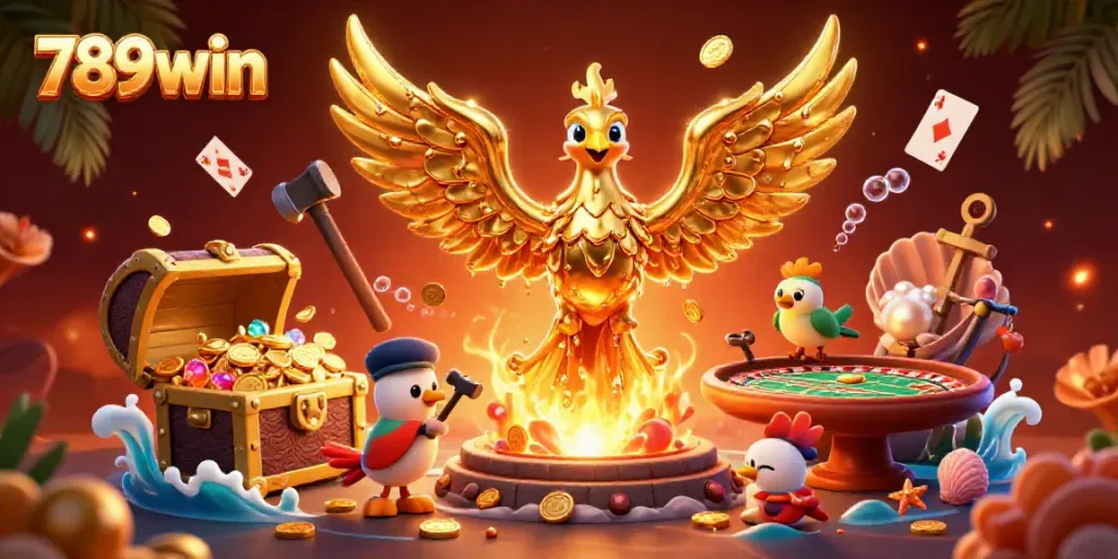Engage with thrilling casino gameplay at 789win featuring a dynamic phoenix scene!