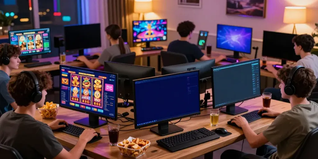 Pengalaman bermain game online di pohon4d dengan pemain yang menikmati permainan di berbagai perangkat.