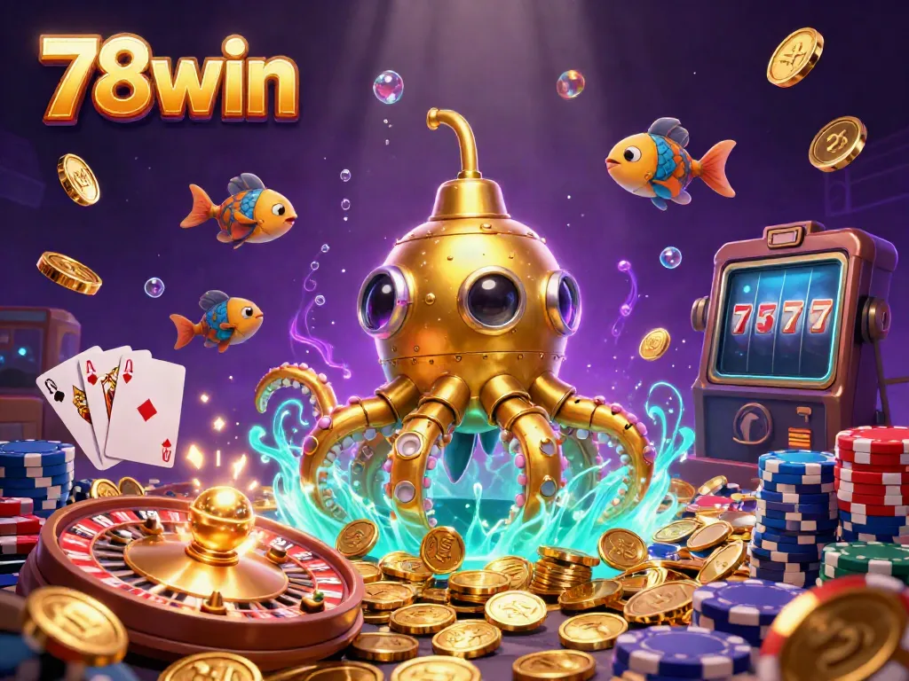 Experience exciting gameplay with 78win as golden kraken submarine reveals treasures in online casino.