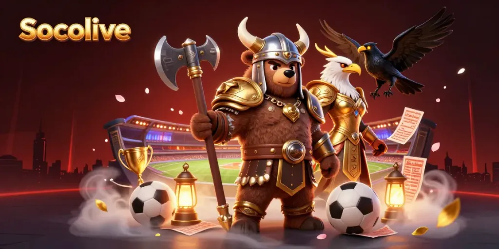 Engage with Socolive's dynamic sports betting experience, featuring vibrant characters and immersive elements.