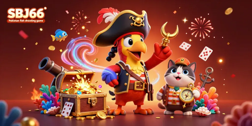 Engage with the SBJ66 Pakistan fish shooting game, where a fun pirate crew commands the underwater adventure filled with treasures.