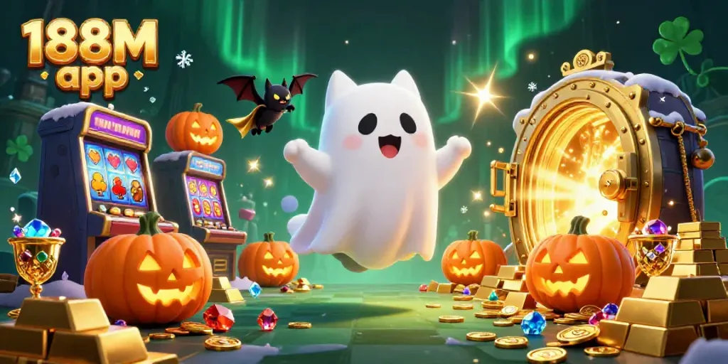 Experience the thrill of the 188M app with vibrant casino elements and captivating characters.