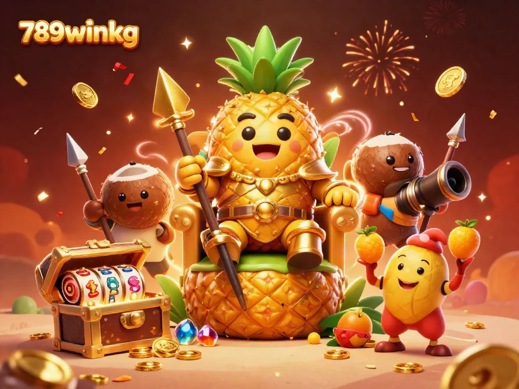 Engage in thrilling games at 789winkg with a vibrant casino-themed 3D illustration featuring unique characters.