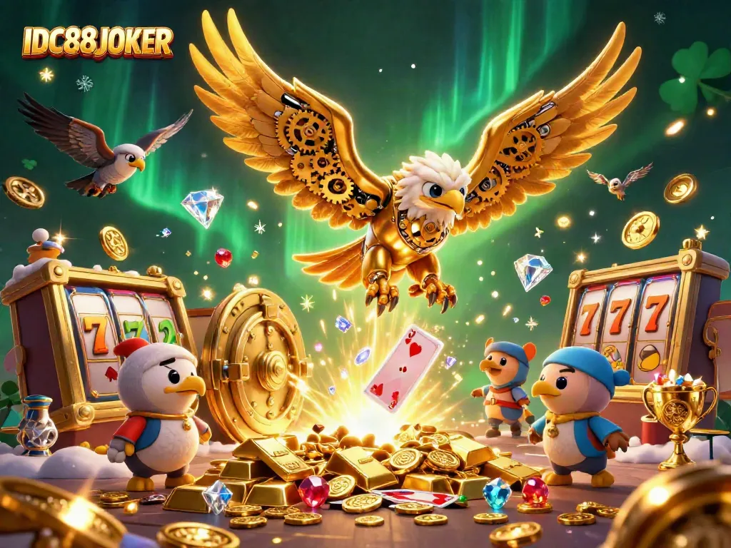 Experience luck at IDC88JOKER with a vibrant 3D gaming adventure featuring treasure and dynamic characters.